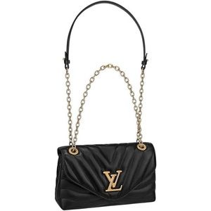 Louis Vuitton Black Smooth Cowhide Leather LV New Wave Chain Bag